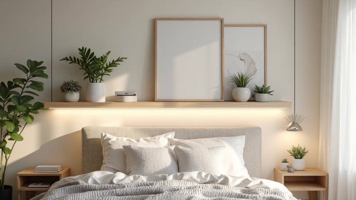Aranżacja ściany nad łóżkiem w sypialni