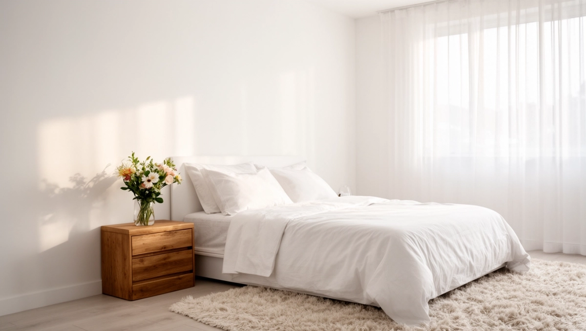 biale sciany w sypialni