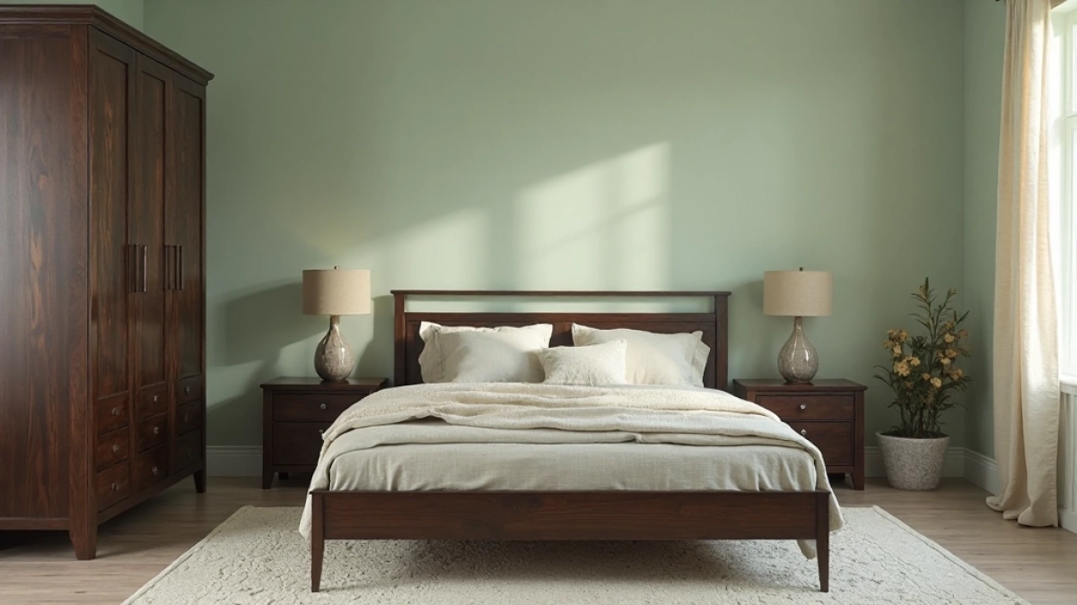 ciemne meble w sypialni jaki kolor scian