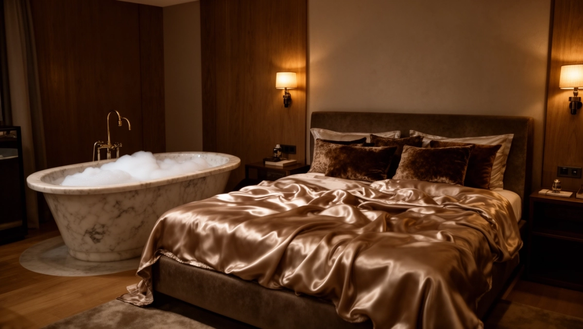 Pokój z wanną w sypialni