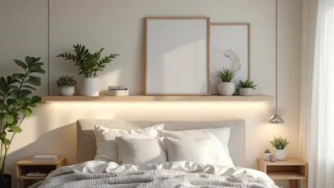 Aranżacja ściany nad łóżkiem w sypialni
