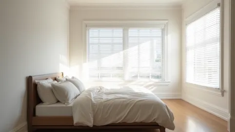 Białe lamele w sypialni