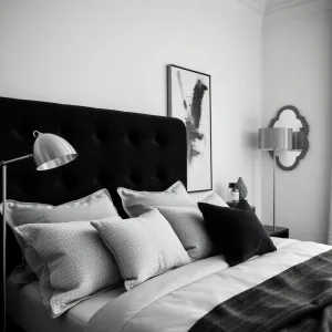 Biało czarna sypialnia jakie dodatki