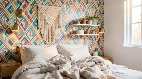 ciekawa ściana w sypialni