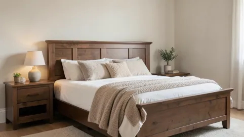 kolor ścian w sypialni do brązowych mebli