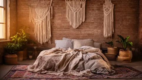 Sypialnia boho loft