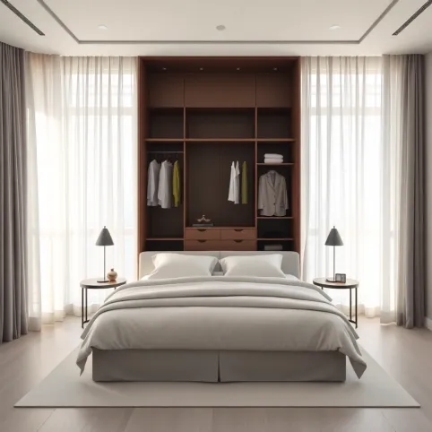 Sypialnia Z Garderobą Za Łóżkiem